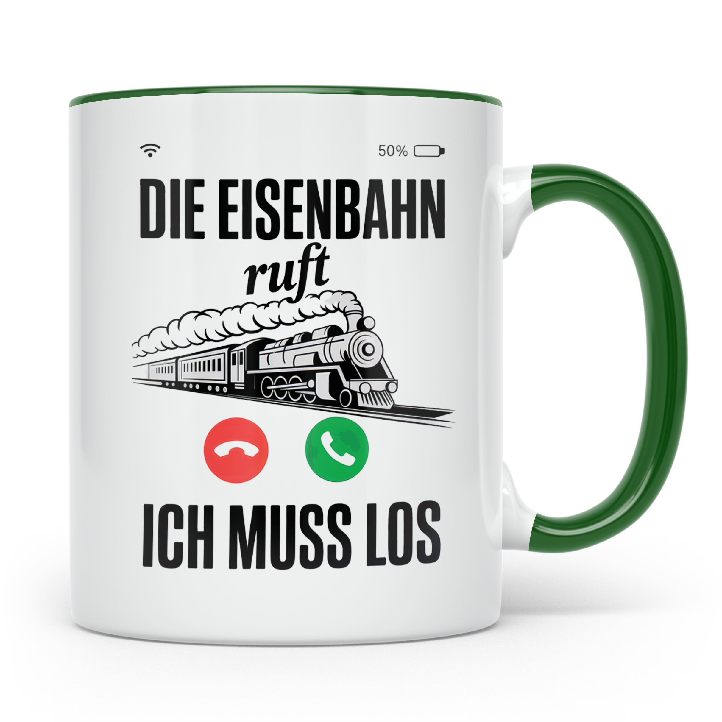 Eisenbahn Ruft Tasse - Zug Lokführer Geschenkidee - Bahnfans – Grün [farbe:grün]