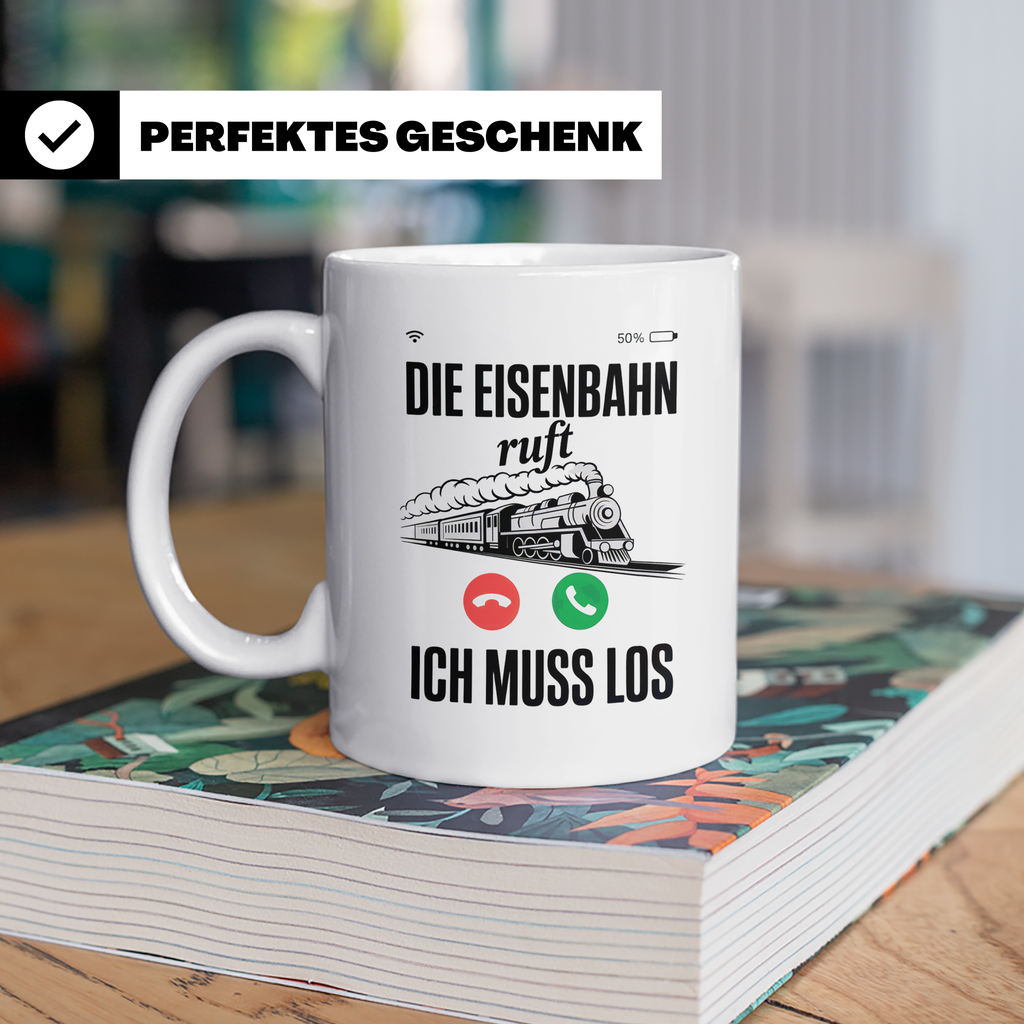 Eisenbahn Ruft Tasse - Zug Lokführer Geschenkidee - Bahnfans – Weiß [farbe:weiß]