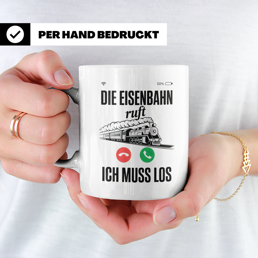 Eisenbahn Ruft Tasse - Zug Lokführer Geschenkidee - Bahnfans – Weiß [farbe:weiß]