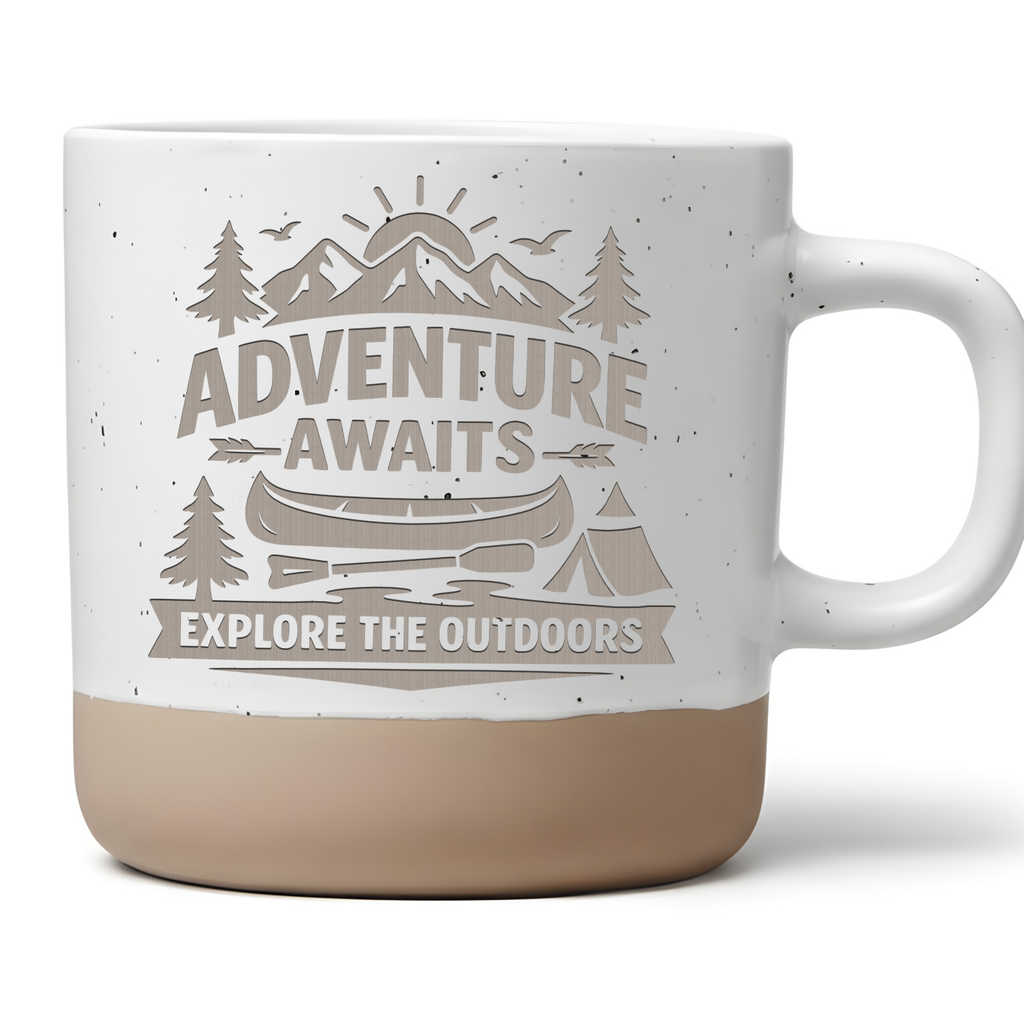 Outdoor Tasse Adventure Awaits Camping Kaffeetasse Berge Wandern Gesch – Bild 1