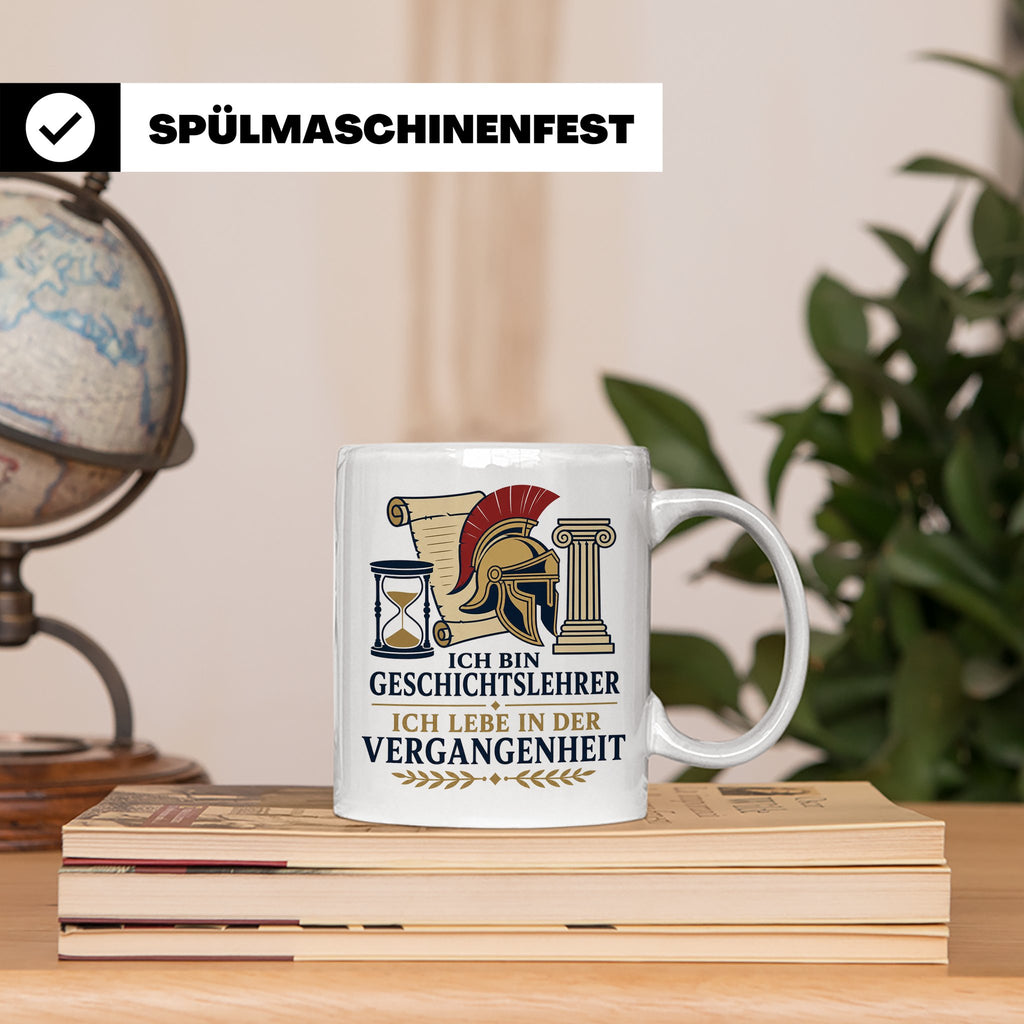 Geschichtslehrer Tasse Ich lebe in der Vergangenheit - Lusti – Weiß [farbe:weiß]