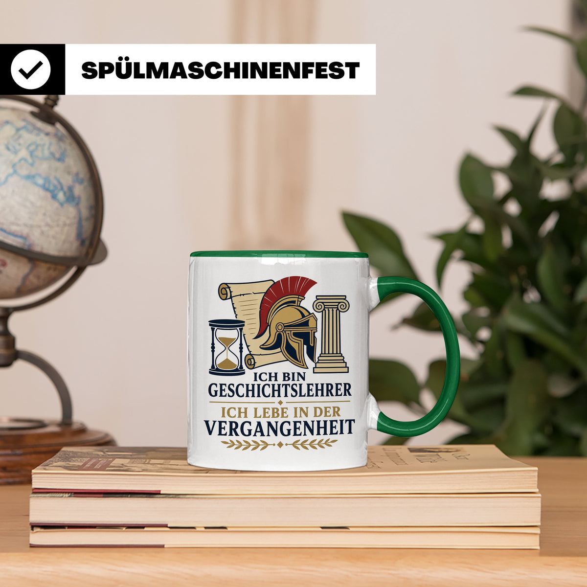 Geschichtslehrer Tasse Ich lebe in der Vergangenheit - Lusti – Grün [farbe:grün]