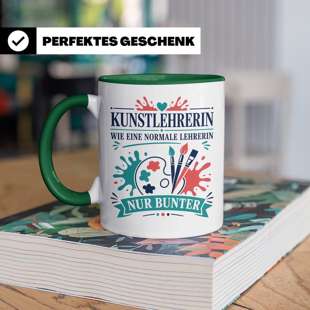 Kunstlehrerin Tasse Wie eine normale Lehrerin nur bunter - G – Grün [farbe:grün]