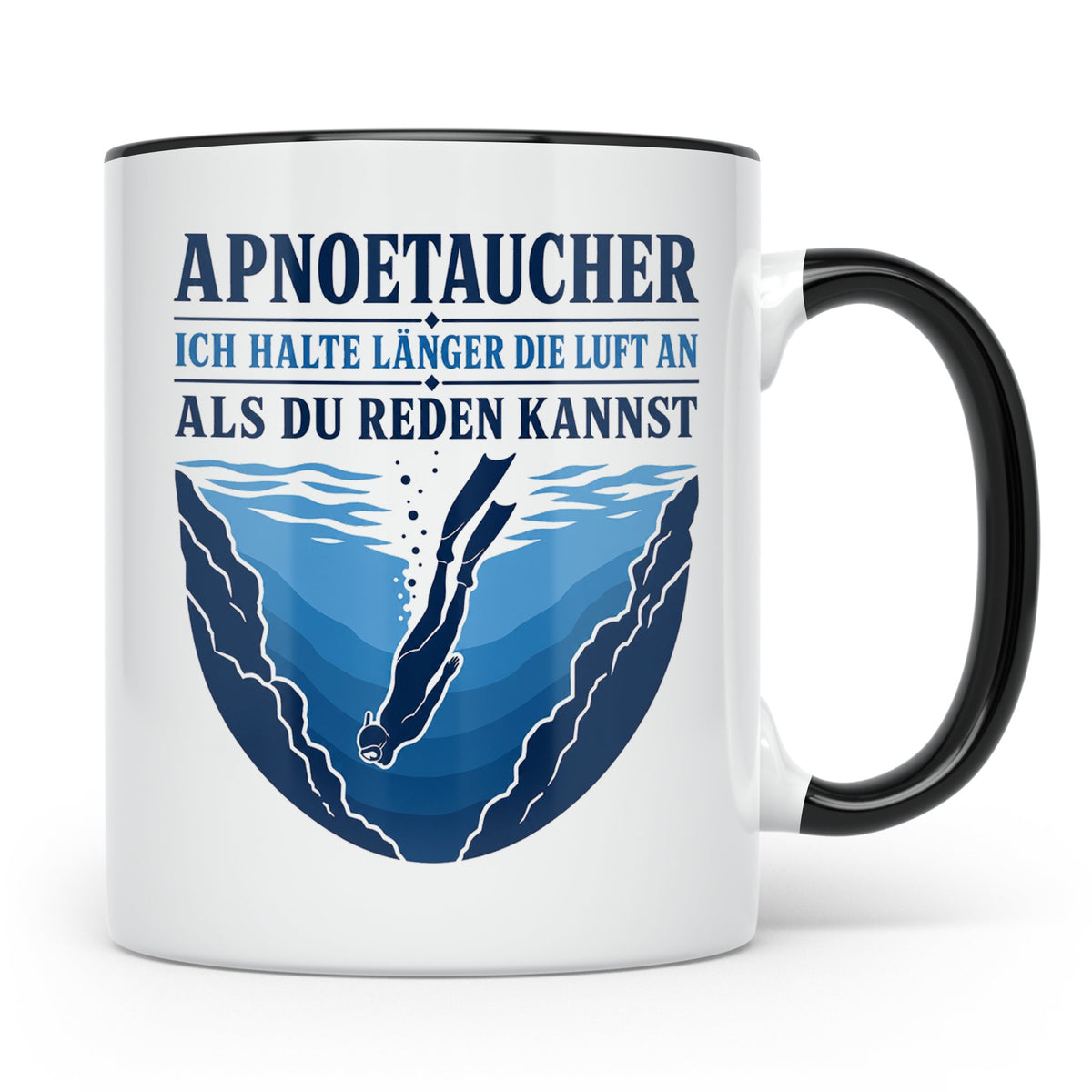 Apnoetauchen Tasse Ich halte länger die Luft an als du reden – Schwarz [farbe:schwarz]