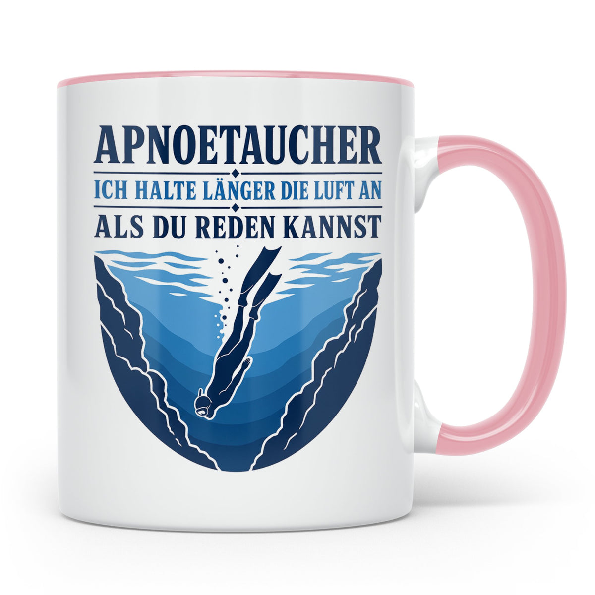 Apnoetauchen Tasse Ich halte länger die Luft an als du reden – Rosa [farbe:rosa]