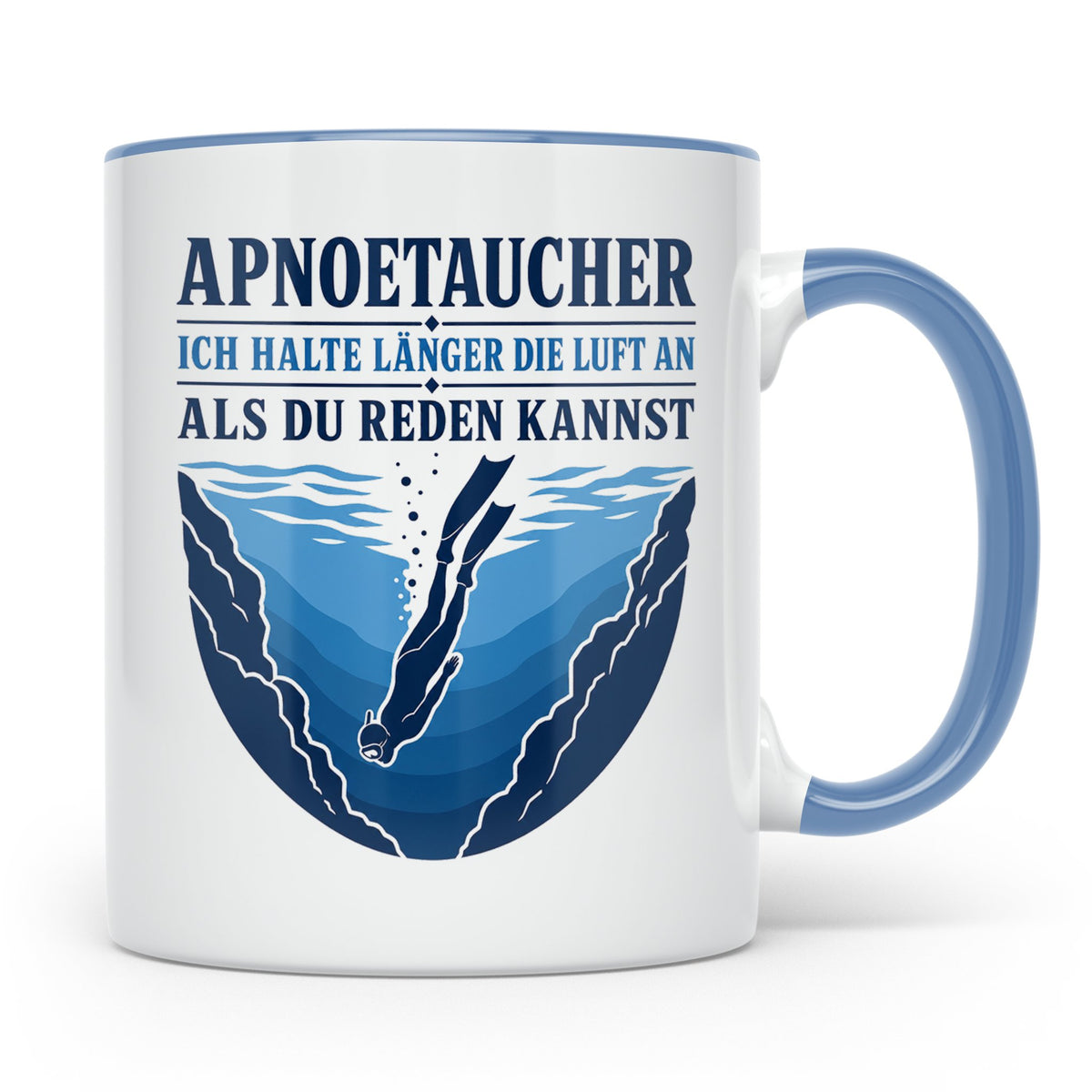 Apnoetauchen Tasse Ich halte länger die Luft an als du reden – Blau [farbe:blau]