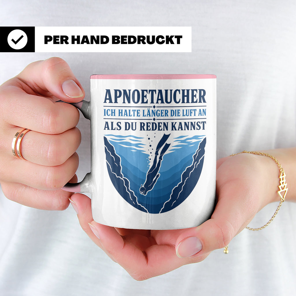 Apnoetauchen Tasse Ich halte länger die Luft an als du reden – Rosa [farbe:rosa]