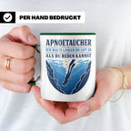 Apnoetauchen Tasse Ich halte länger die Luft an als du reden – Grün [farbe:grün]