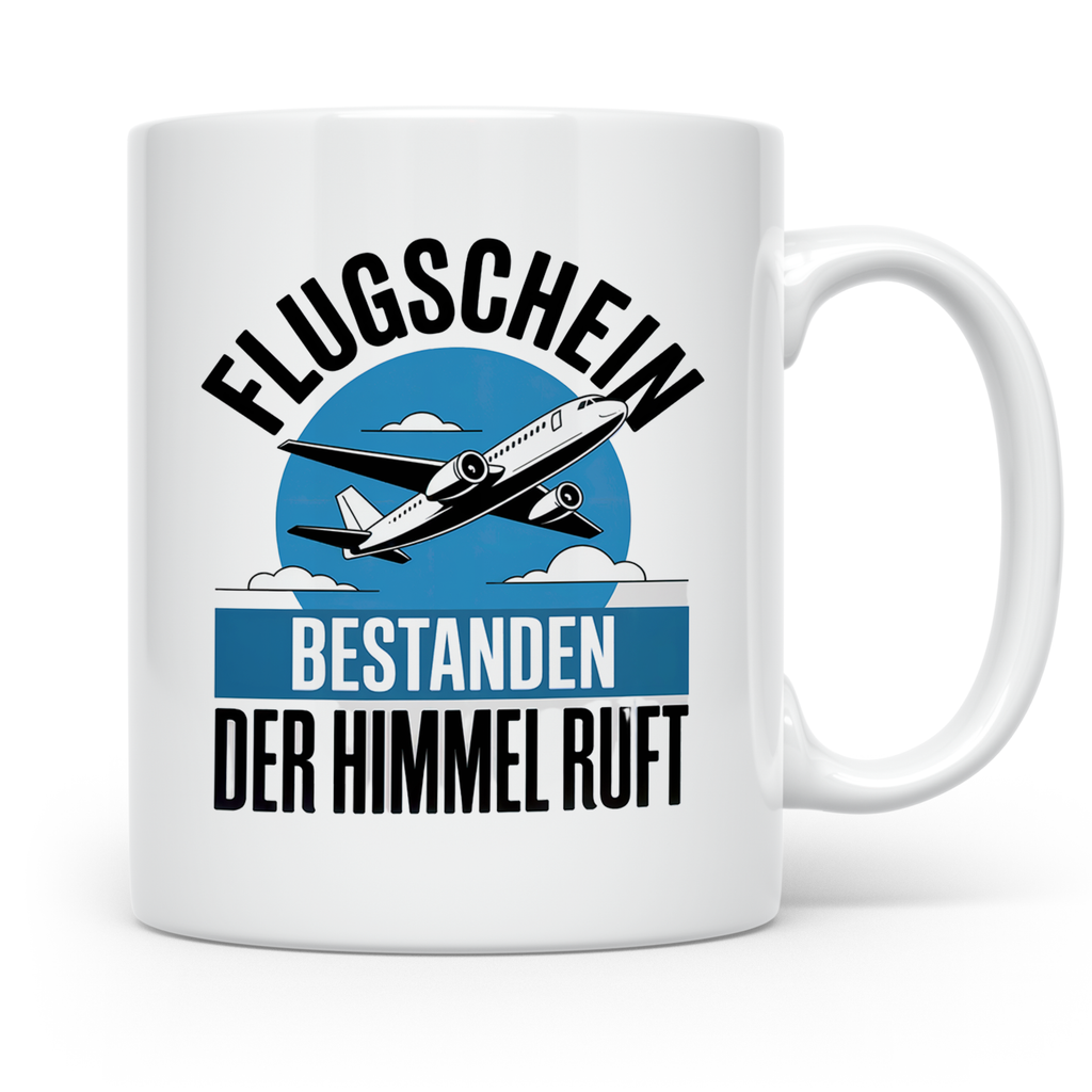Flugschein Bestanden Tasse - Der Himmel Ruft Piloten Geschen – Weiß [farbe:weiß]
