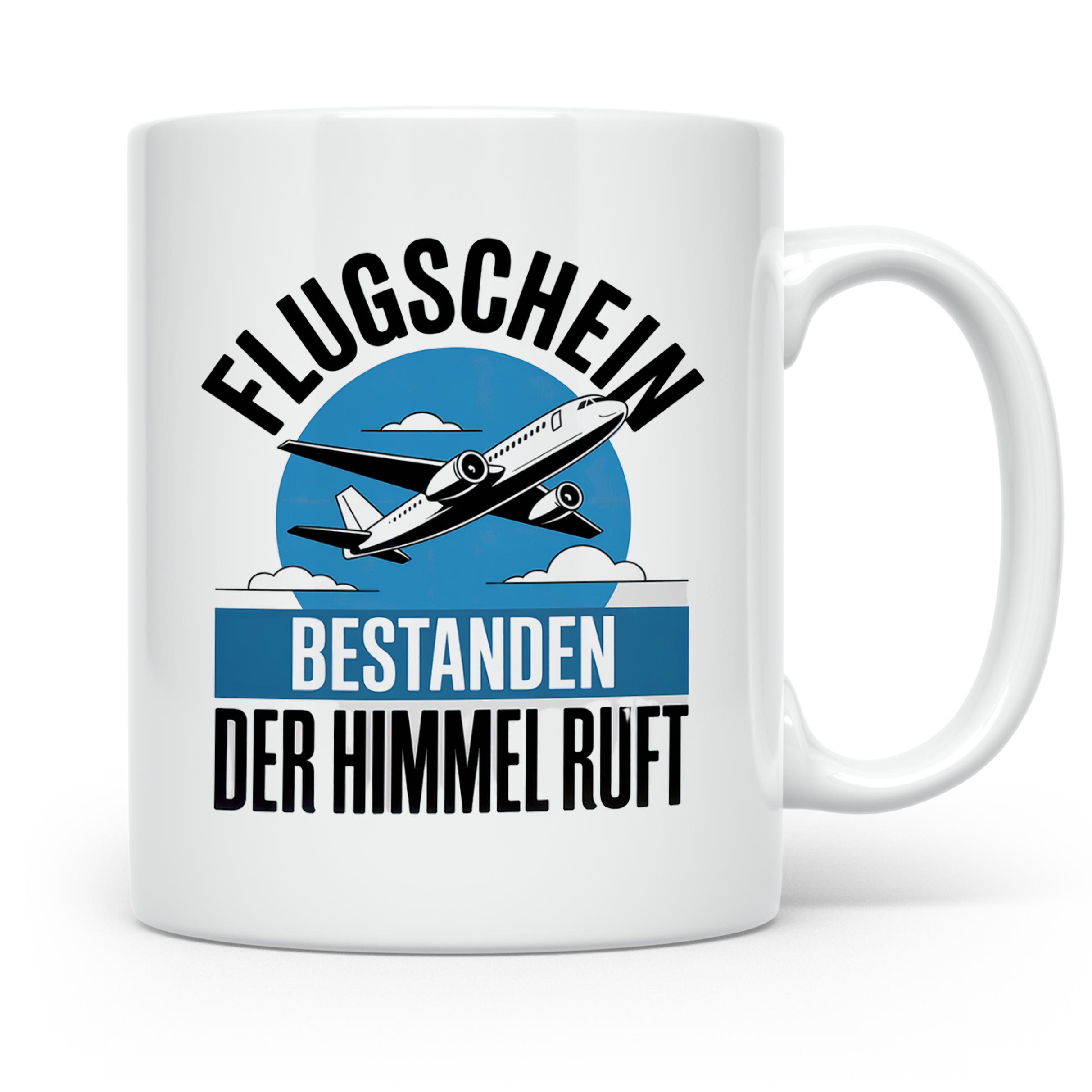 Flugschein Bestanden Tasse - Der Himmel Ruft Piloten Geschen – Weiß [farbe:weiß]