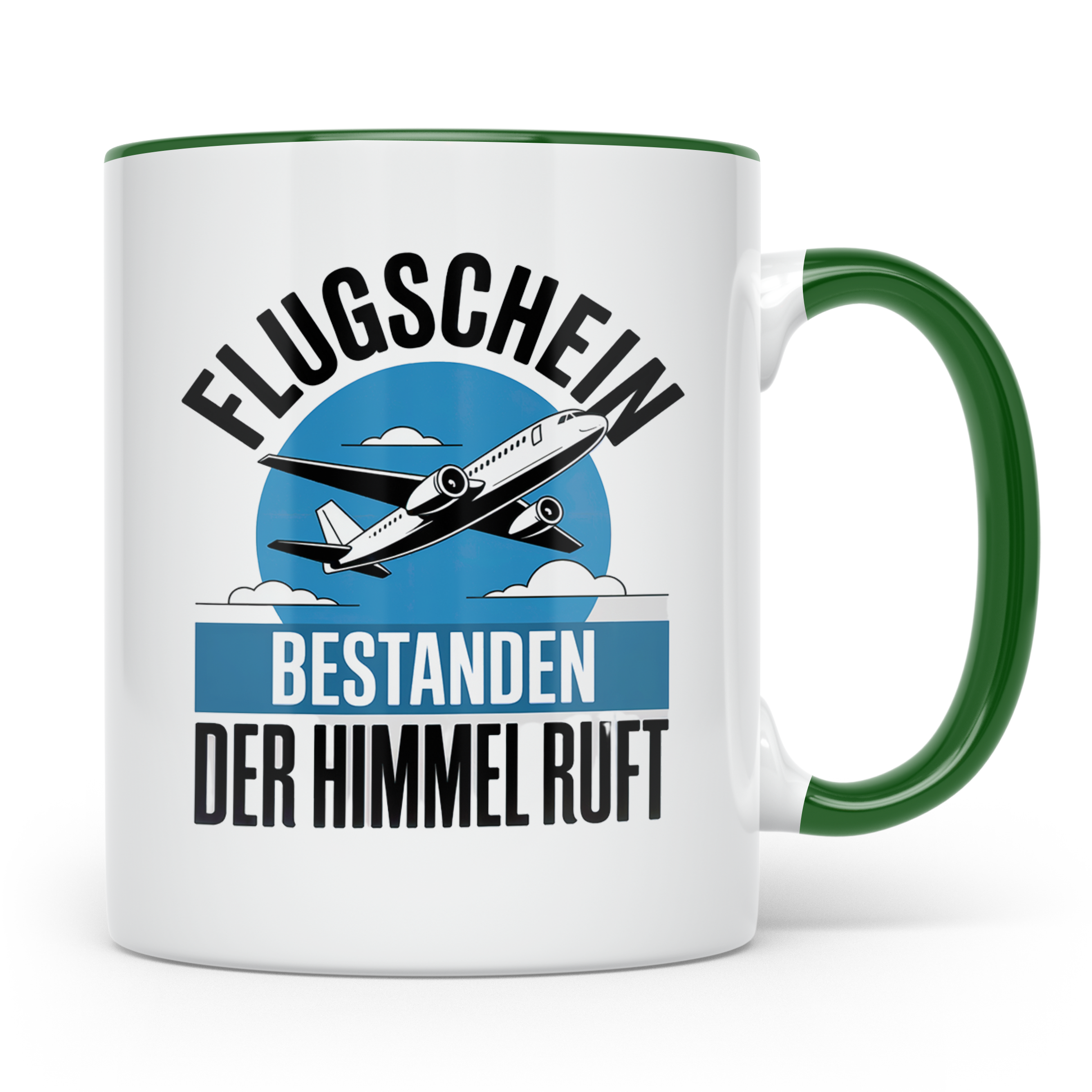 Flugschein Bestanden Tasse - Der Himmel Ruft Piloten Geschen – Grün [farbe:grün]