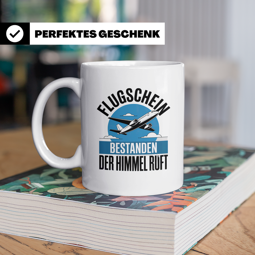 Flugschein Bestanden Tasse - Der Himmel Ruft Piloten Geschen – Weiß [farbe:weiß]