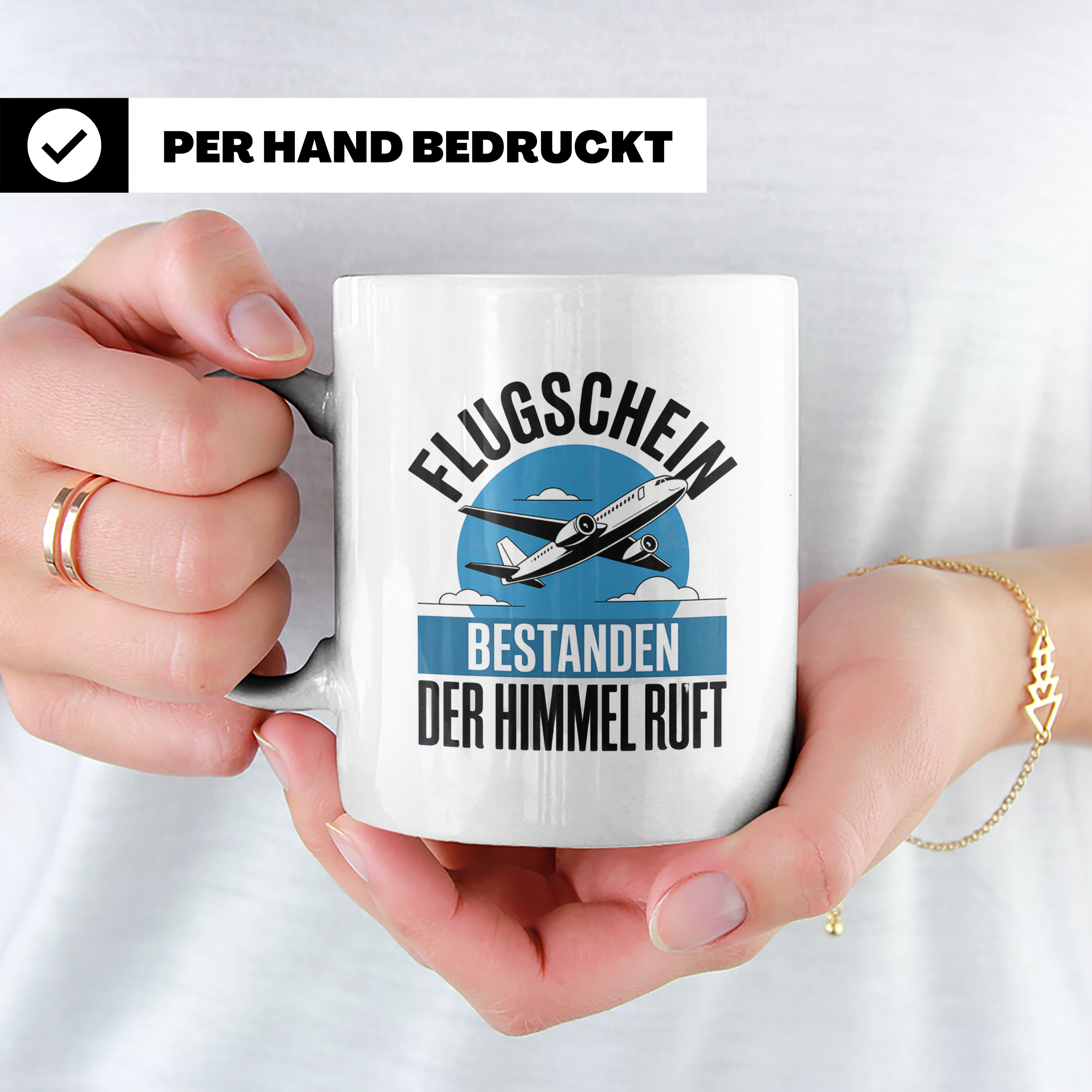 Flugschein Bestanden Tasse - Der Himmel Ruft Piloten Geschen – Weiß [farbe:weiß]