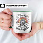Lehrerin mit Herz Tasse - Regenbogen Geduldsfaden Geschenkidee Grundschule, Förderschule, Gymnasium - Lehrerbedarf zum Geburtstag