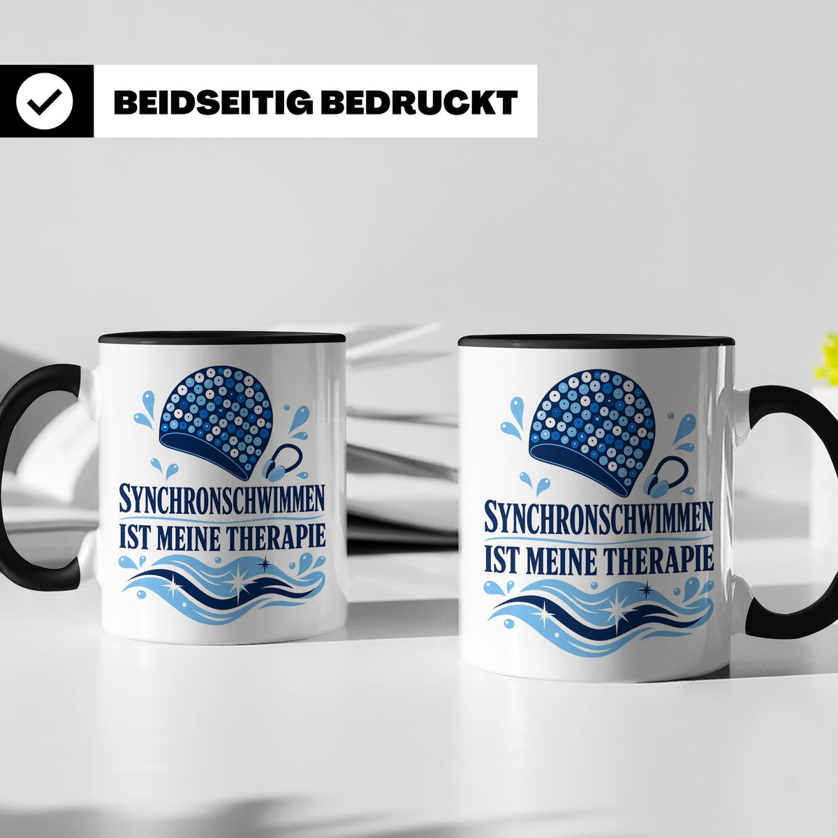 Synchronschwimmen Tasse Synchronschwimmen ist meine Therapie – Schwarz [farbe:schwarz]