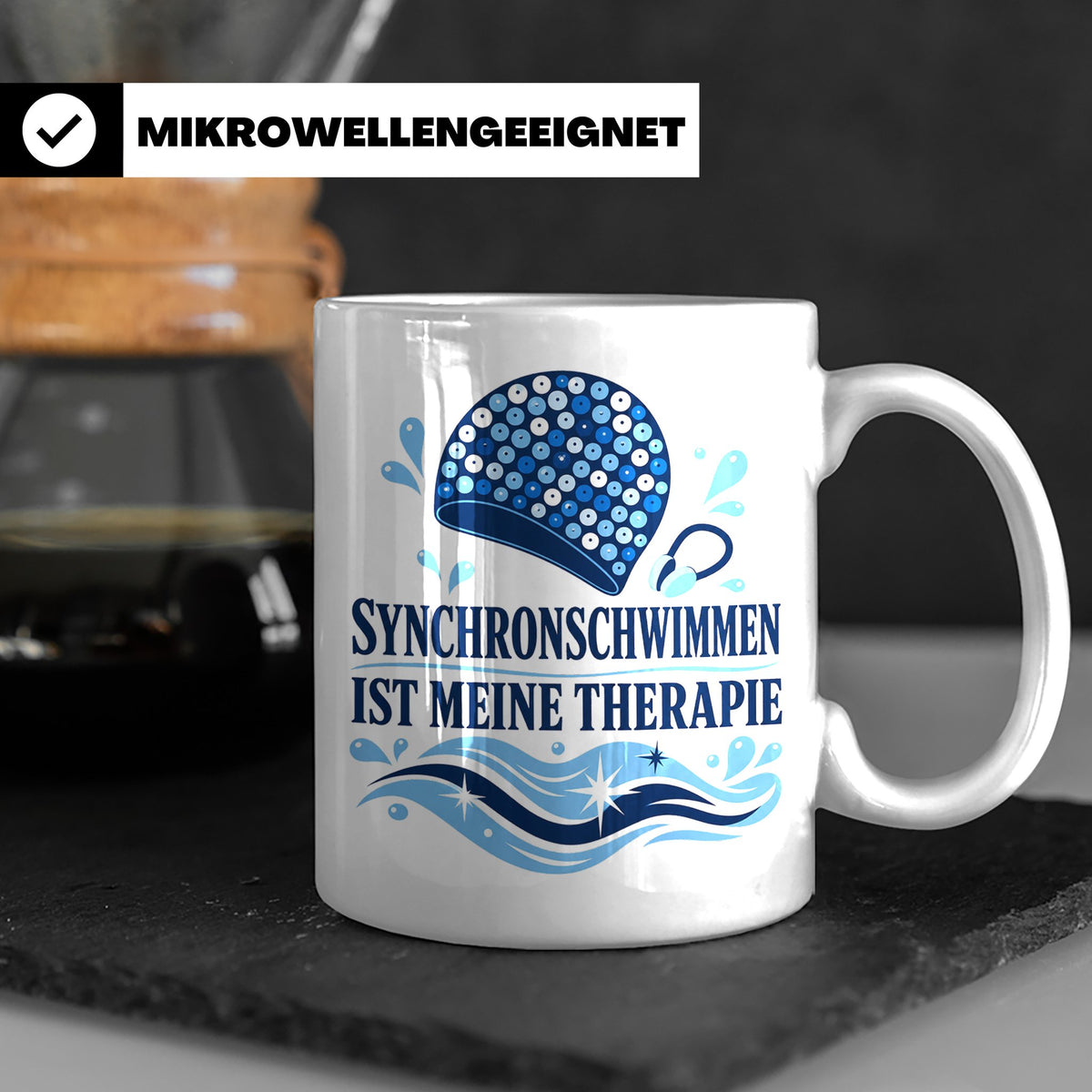 Synchronschwimmen Tasse Synchronschwimmen ist meine Therapie – Weiß [farbe:weiß]