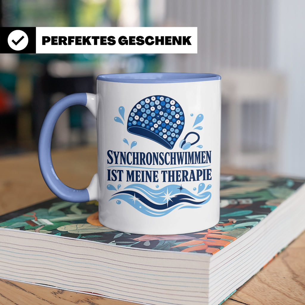 Synchronschwimmen Tasse Synchronschwimmen ist meine Therapie – Blau [farbe:blau]