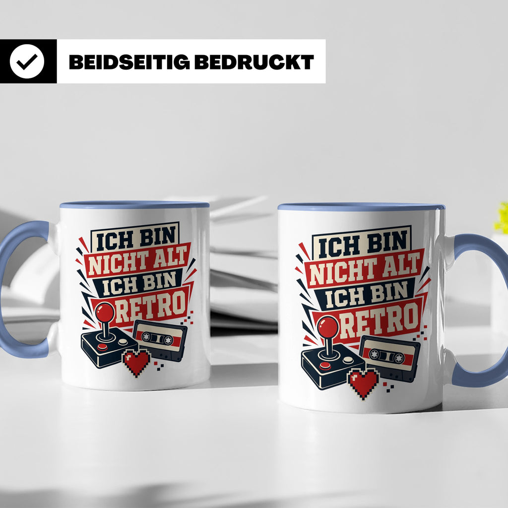 Retro Gamer Tasse Ich bin nicht alt ich bin Retro - Geschenk – Blau [farbe:blau]