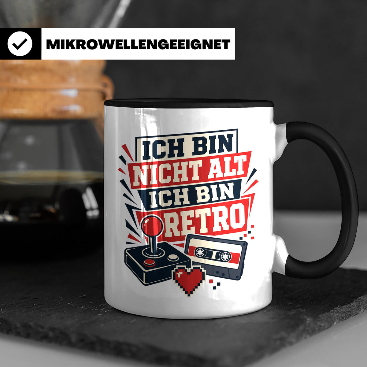 Retro Gamer Tasse Ich bin nicht alt ich bin Retro - Geschenk – Schwarz [farbe:schwarz]
