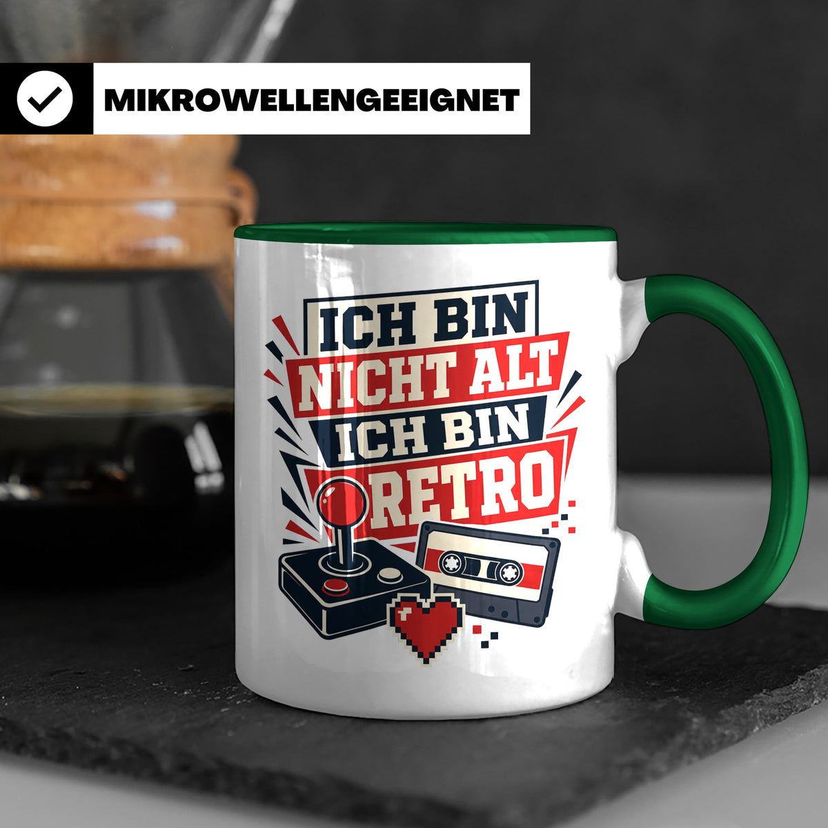 Retro Gamer Tasse Ich bin nicht alt ich bin Retro - Geschenk – Grün [farbe:grün]