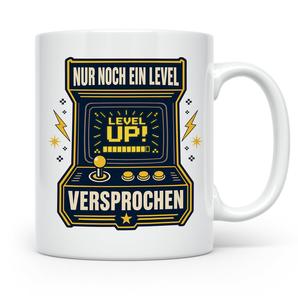 Gamer Tasse Nur noch ein Level versprochen - Retro Spielhall – Weiß [farbe:weiß]