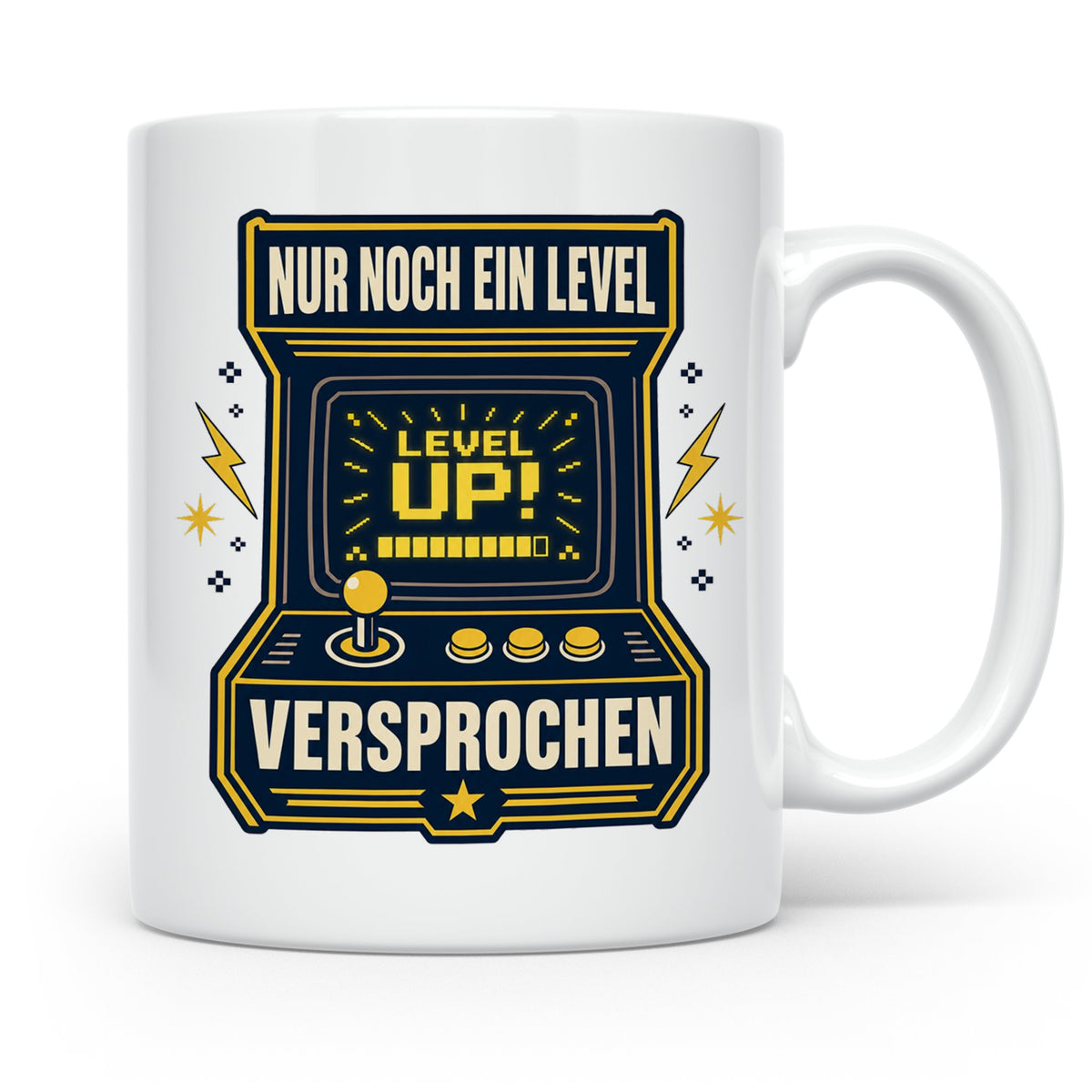 Gamer Tasse Nur noch ein Level versprochen - Retro Spielhall – Weiß [farbe:weiß]