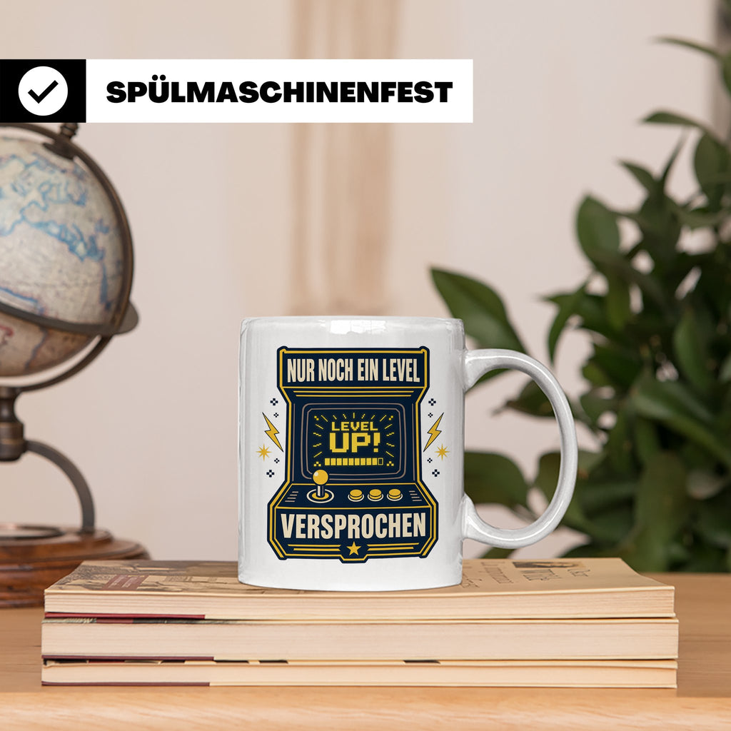 Gamer Tasse Nur noch ein Level versprochen - Retro Spielhall – Weiß [farbe:weiß]