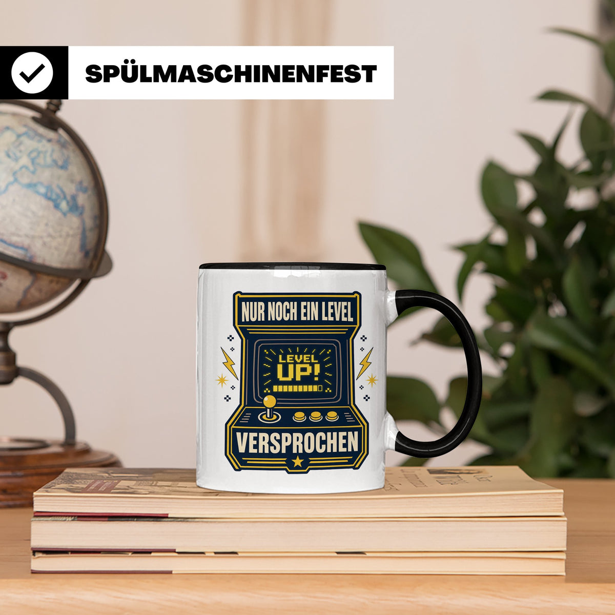 Gamer Tasse Nur noch ein Level versprochen - Retro Spielhall – Schwarz [farbe:schwarz]