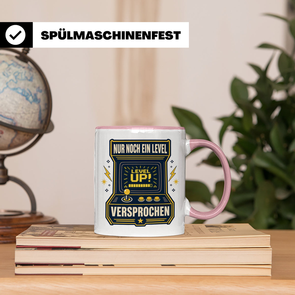 Gamer Tasse Nur noch ein Level versprochen - Retro Spielhall – Rosa [farbe:rosa]