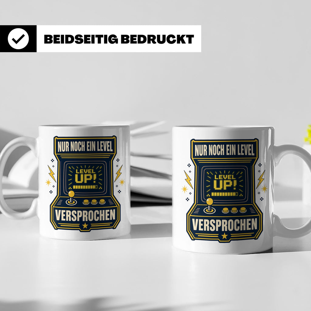 Gamer Tasse Nur noch ein Level versprochen - Retro Spielhall – Weiß [farbe:weiß]