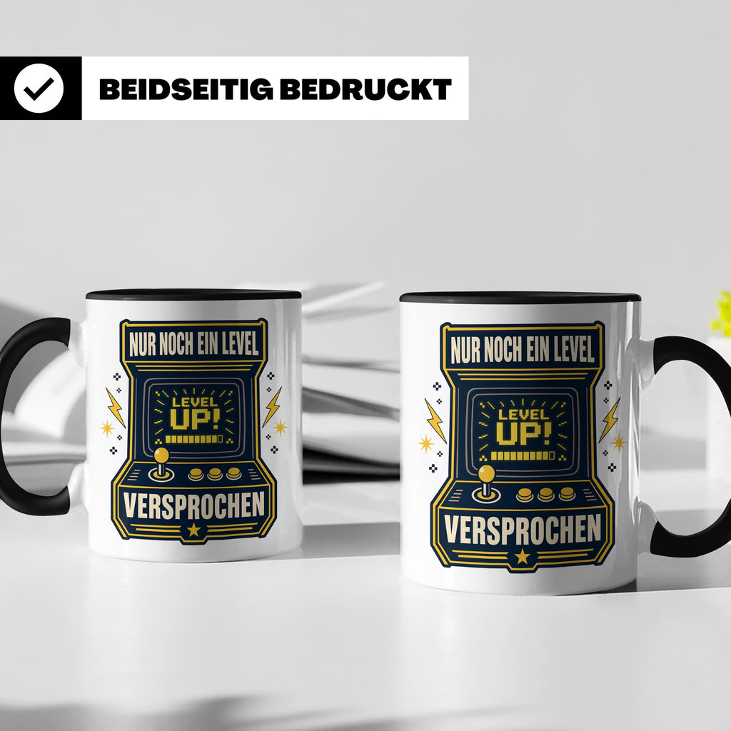 Gamer Tasse Nur noch ein Level versprochen - Retro Spielhall – Schwarz [farbe:schwarz]
