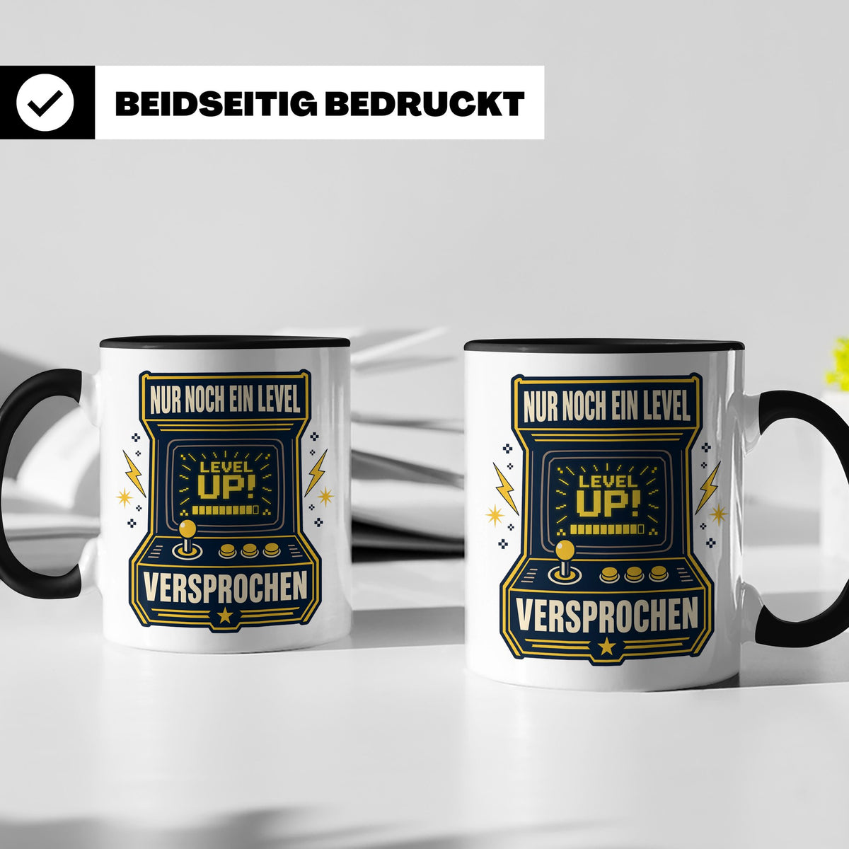 Gamer Tasse Nur noch ein Level versprochen - Retro Spielhall – Schwarz [farbe:schwarz]