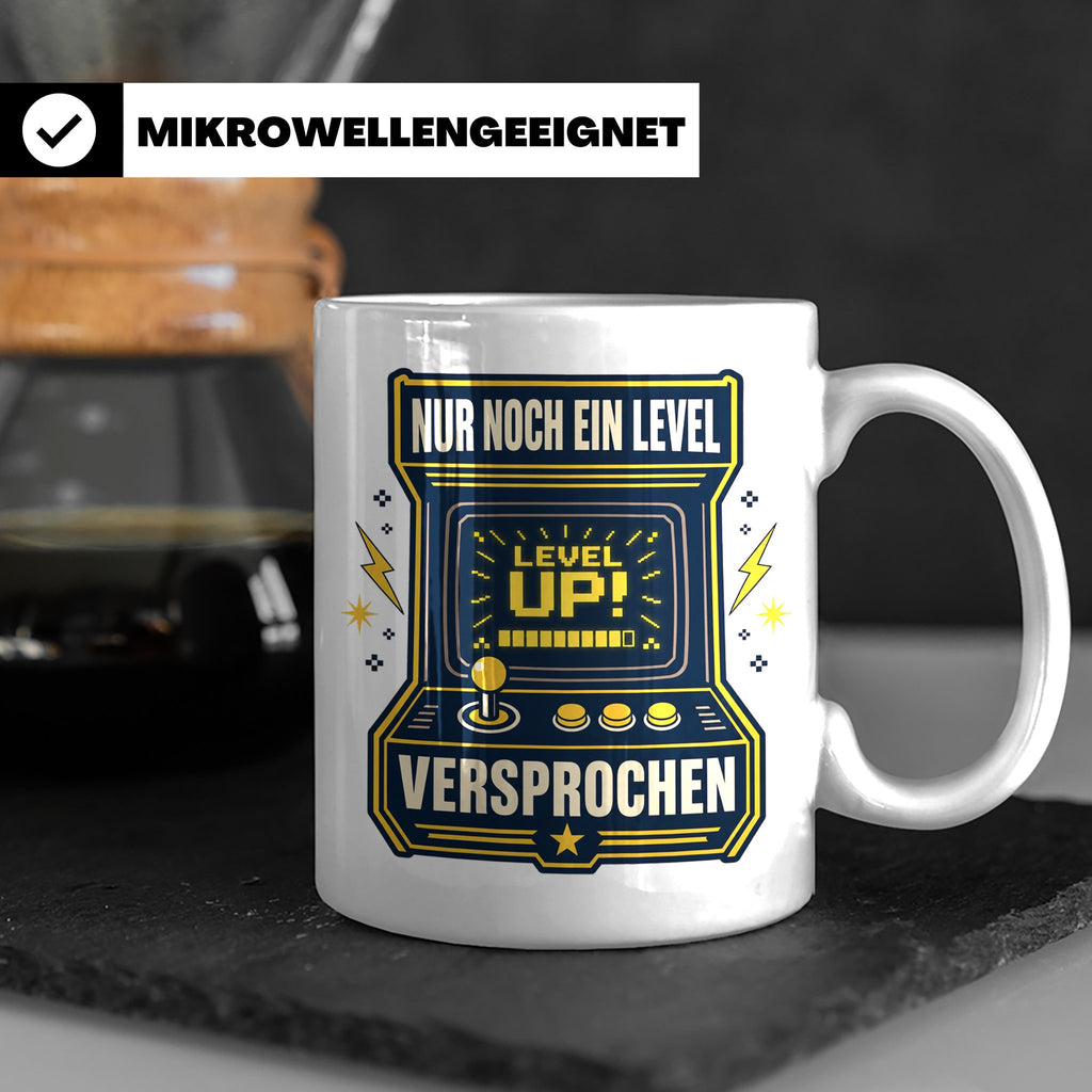 Gamer Tasse Nur noch ein Level versprochen - Retro Spielhall – Weiß [farbe:weiß]