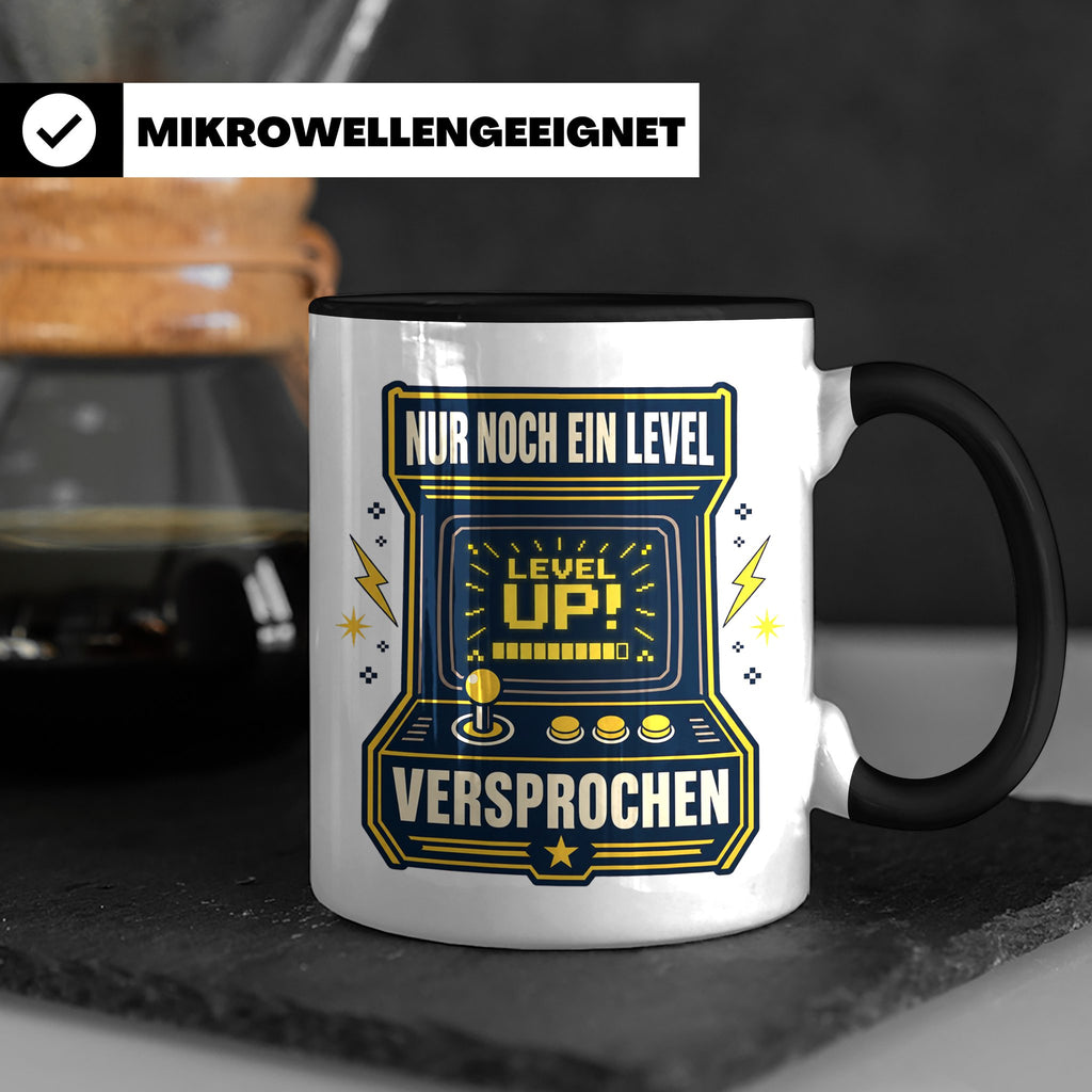 Gamer Tasse Nur noch ein Level versprochen - Retro Spielhall – Schwarz [farbe:schwarz]