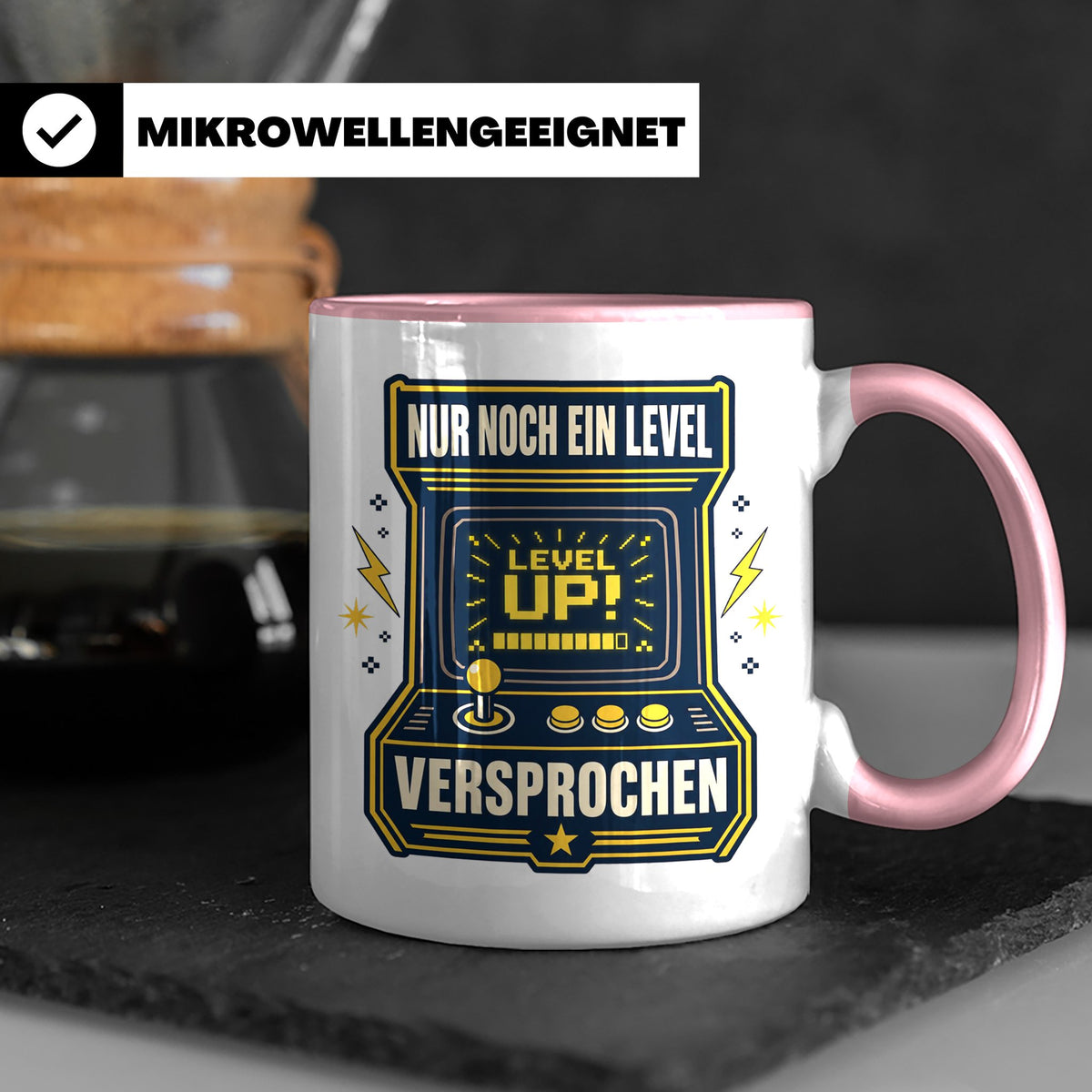 Gamer Tasse Nur noch ein Level versprochen - Retro Spielhall – Rosa [farbe:rosa]