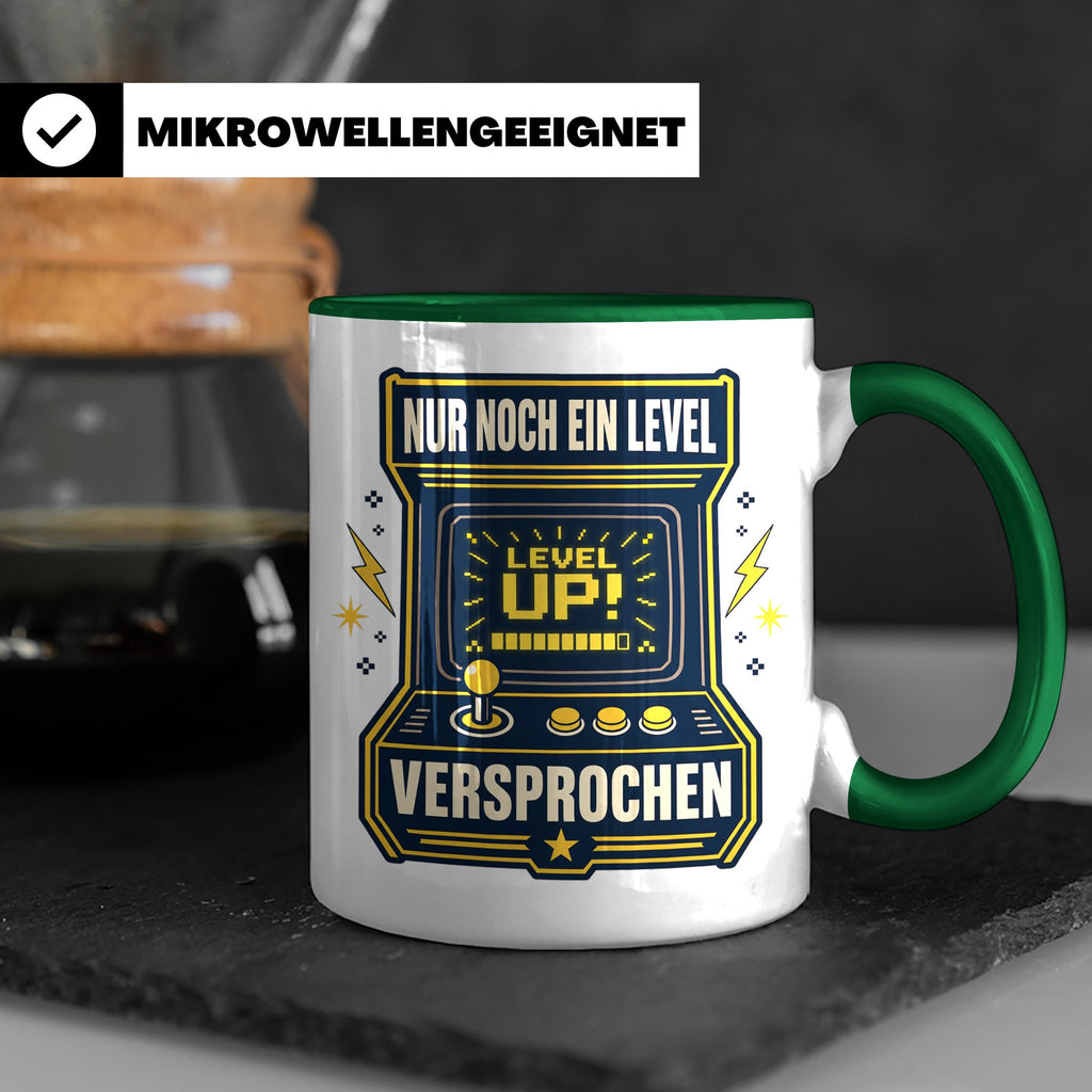 Gamer Tasse Nur noch ein Level versprochen - Retro Spielhall – Grün [farbe:grün]