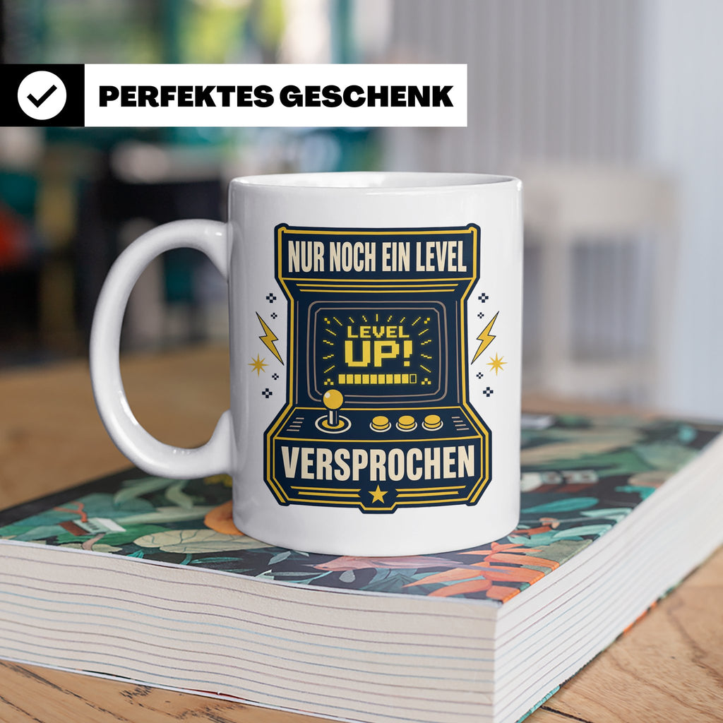 Gamer Tasse Nur noch ein Level versprochen - Retro Spielhall – Weiß [farbe:weiß]