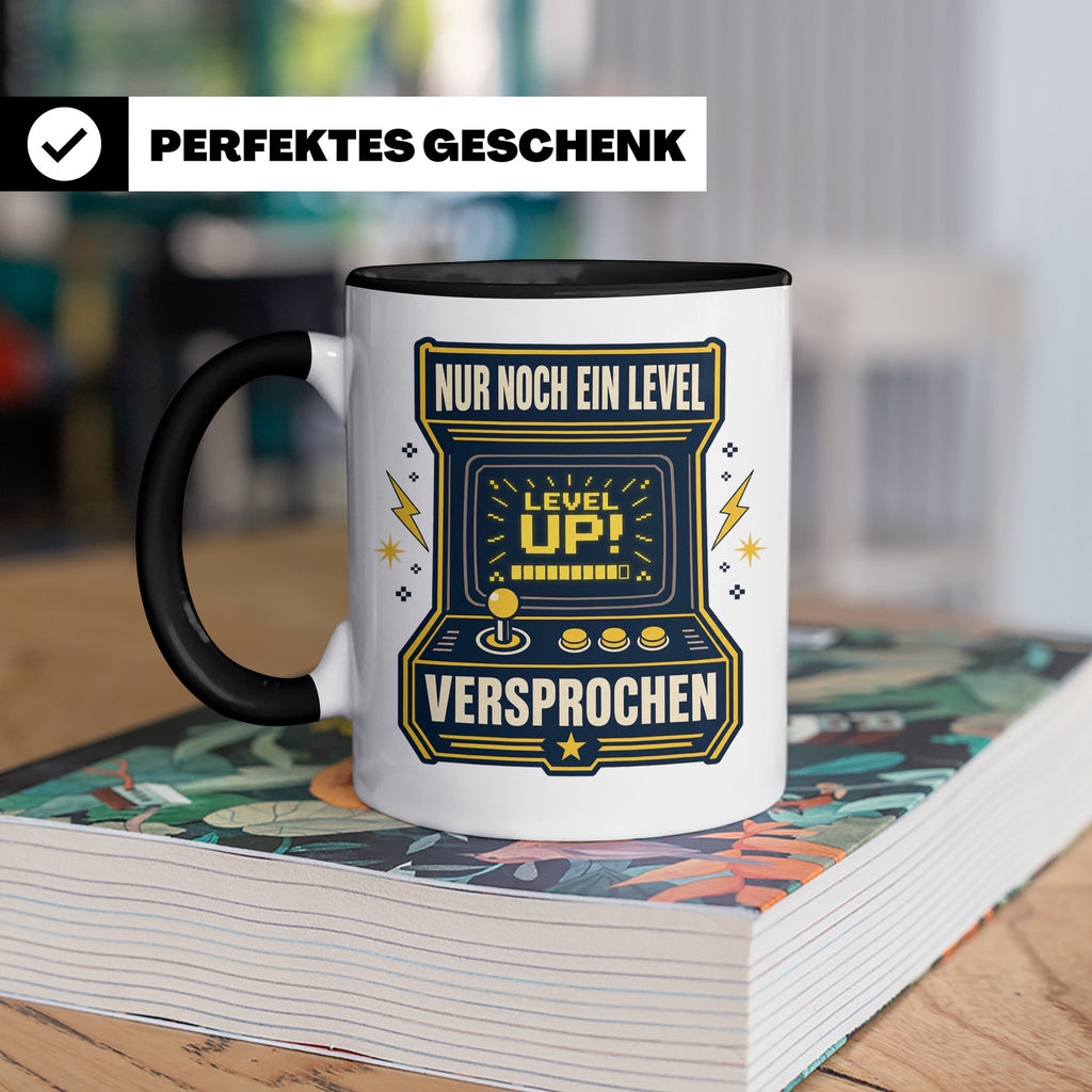 Gamer Tasse Nur noch ein Level versprochen - Retro Spielhall – Schwarz [farbe:schwarz]