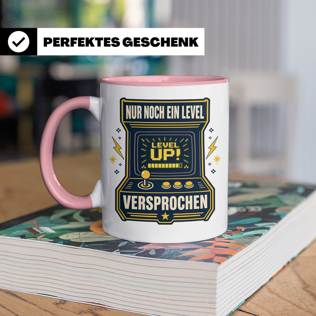Gamer Tasse Nur noch ein Level versprochen - Retro Spielhall – Rosa [farbe:rosa]