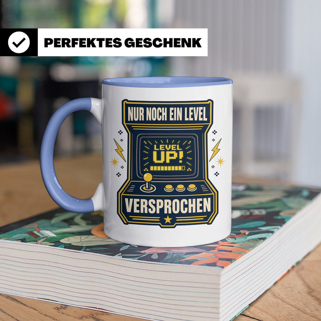 Gamer Tasse Nur noch ein Level versprochen - Retro Spielhall – Blau [farbe:blau]