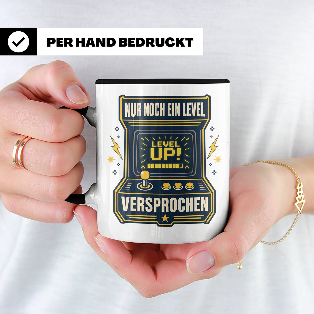 Gamer Tasse Nur noch ein Level versprochen - Retro Spielhall – Schwarz [farbe:schwarz]
