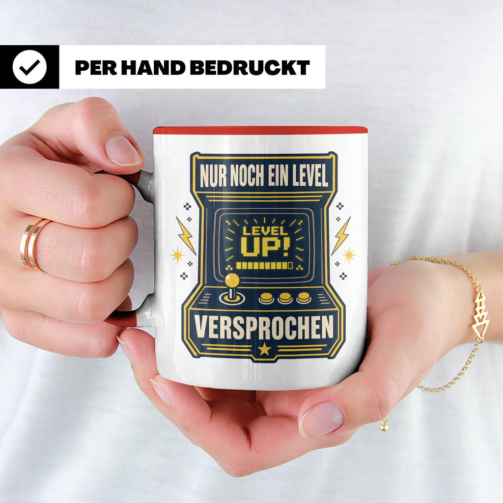 Gamer Tasse Nur noch ein Level versprochen - Retro Spielhall – Rot [farbe:rot]