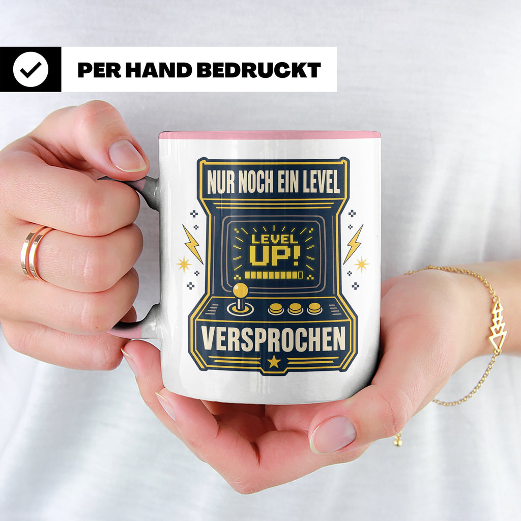 Gamer Tasse Nur noch ein Level versprochen - Retro Spielhall – Rosa [farbe:rosa]