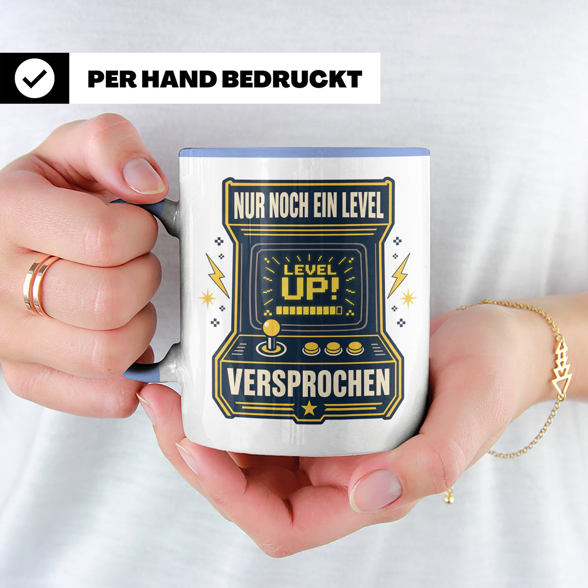 Gamer Tasse Nur noch ein Level versprochen - Retro Spielhall – Blau [farbe:blau]