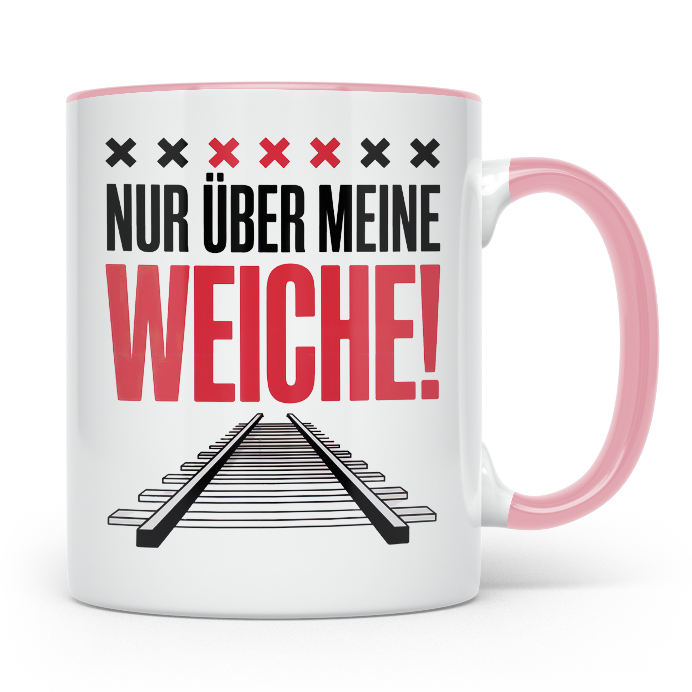 Eisenbahner Tasse - Nur über meine Weiche! - Bahnwärter Gesc – Rosa [farbe:rosa]