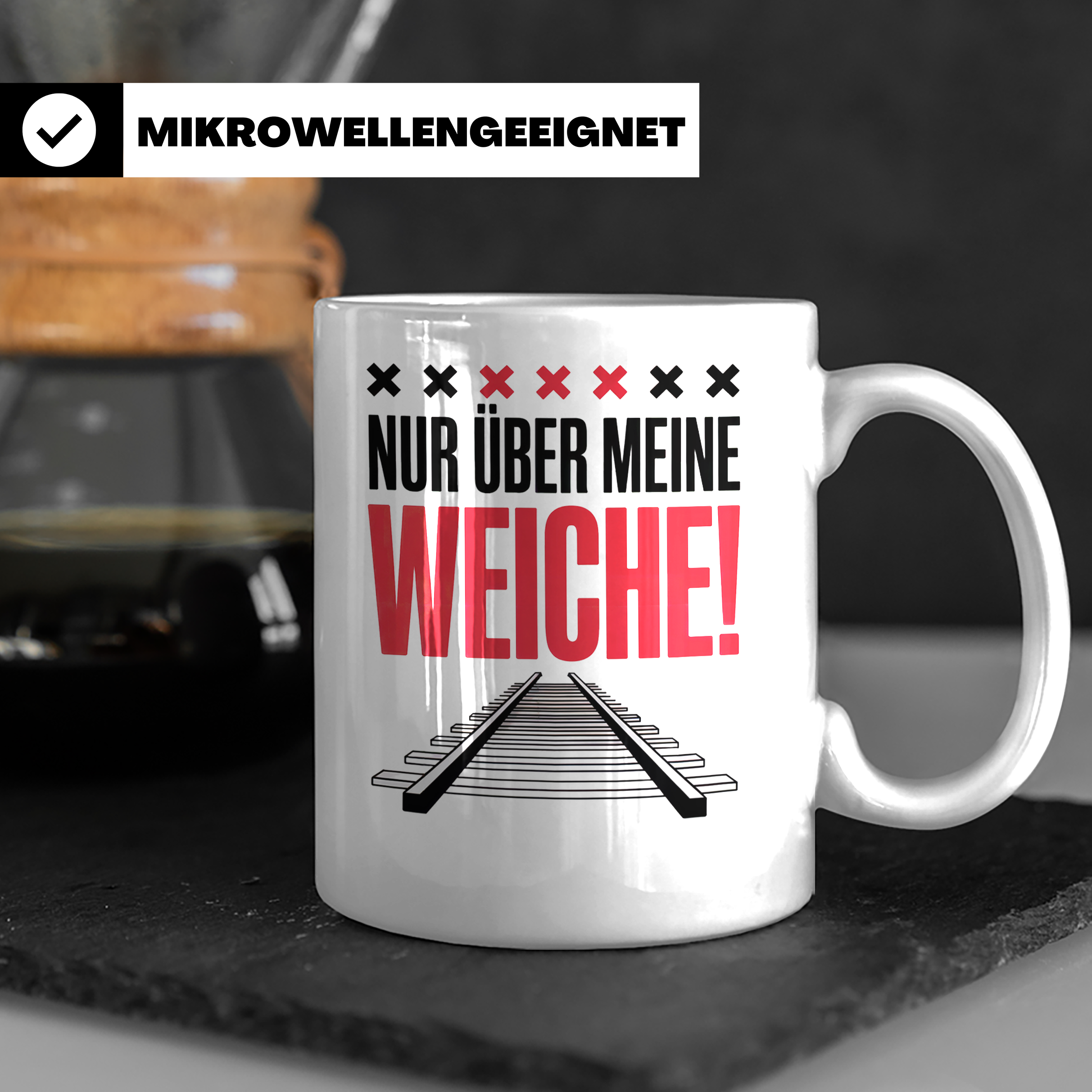 Eisenbahner Tasse - Nur über meine Weiche! - Bahnwärter Gesc – Weiß [farbe:weiß]