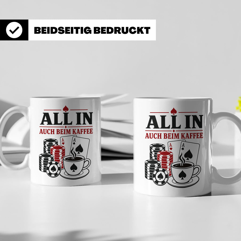Poker Tasse All in auch beim Kaffee - Geschenk für Pokerspie – Weiß [farbe:weiß]
