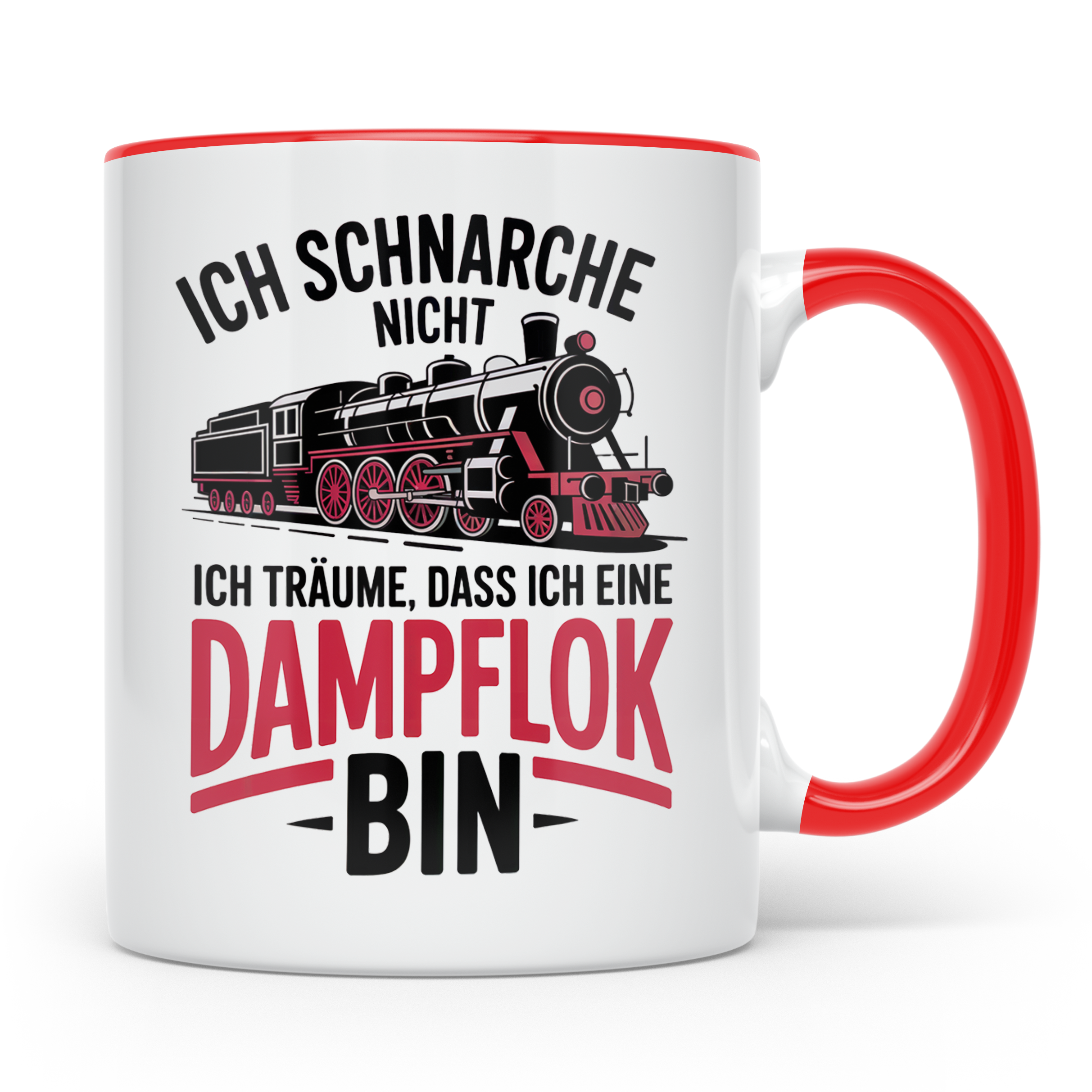 Dampflok Tasse - Ich Schnarche Nicht Lokführer Eisenbahn Ges – Rot [farbe:rot]