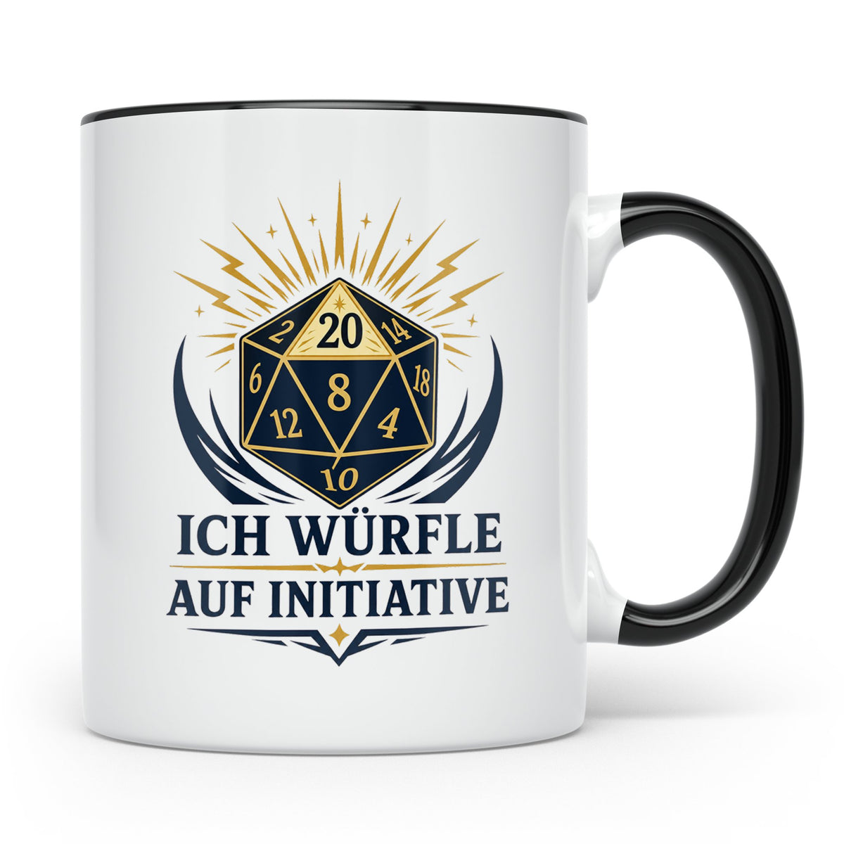 Rollenspiel Tasse Ich würfle auf Initiative - Pen and Paper  – Schwarz [farbe:schwarz]
