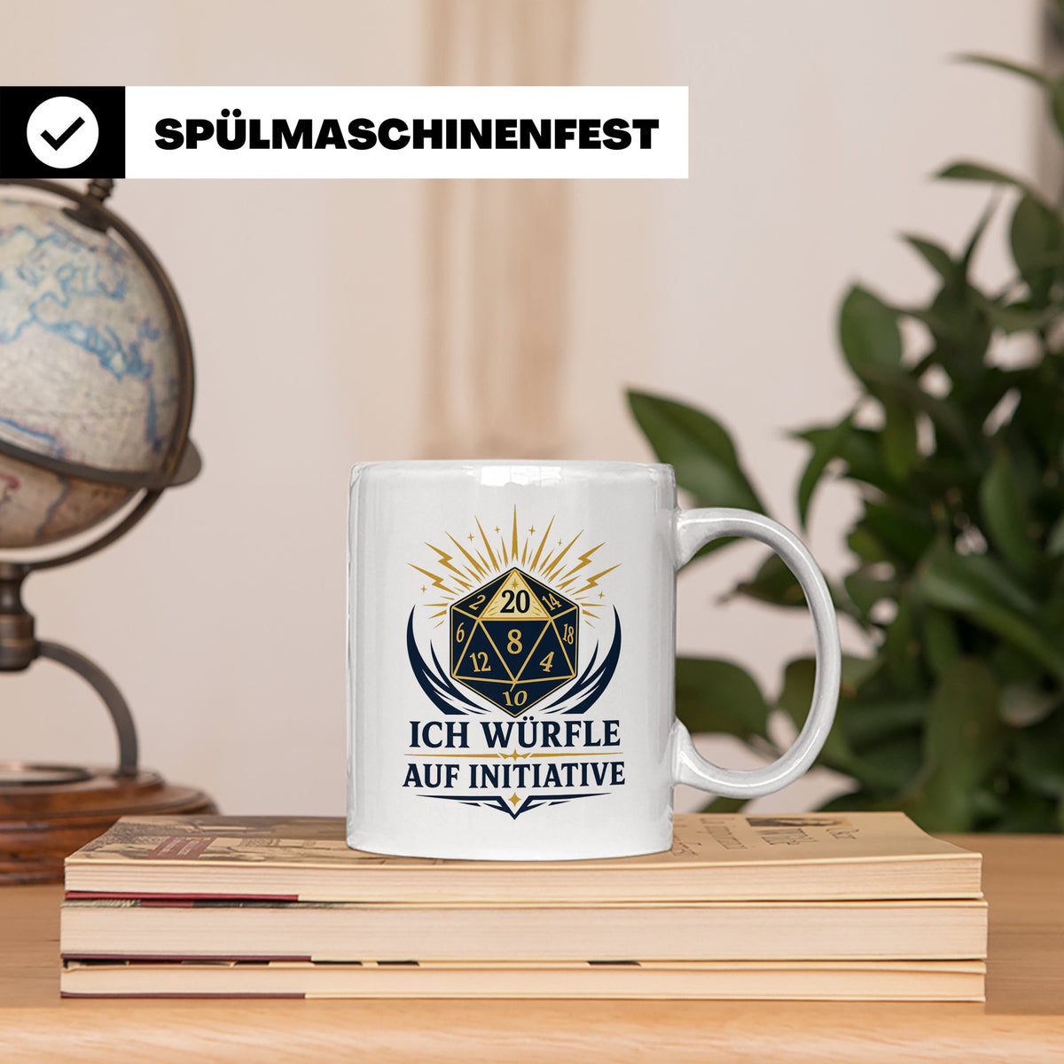 Rollenspiel Tasse Ich würfle auf Initiative - Pen and Paper  – Weiß [farbe:weiß]